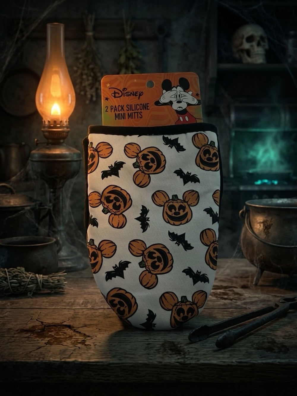 Disney White and Orange Pumpkin Mickey Silicone Mini Mitts - 2 Pack